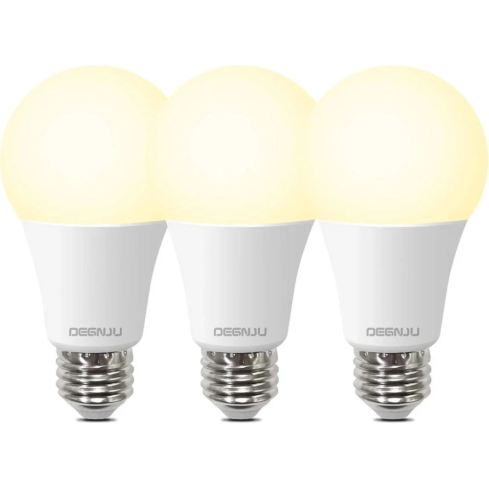 Set of 3 DEGNJU A19 LED Light Bulbs 100W Equivalent 2700K Soft White, 1500